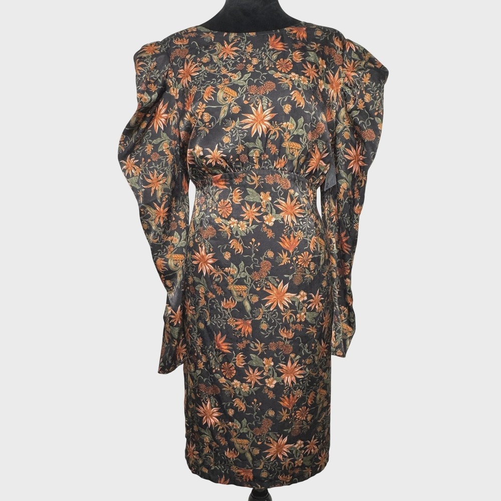 Chelsea28 Dress Womens XL Black Floral Puff Sleeve Midi Sheath Party Cocktail